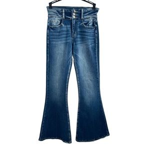 KanCan Kurvy Ultra High Rise Super Flare Stretch Casual Jeans Raw Hem Women’s 27